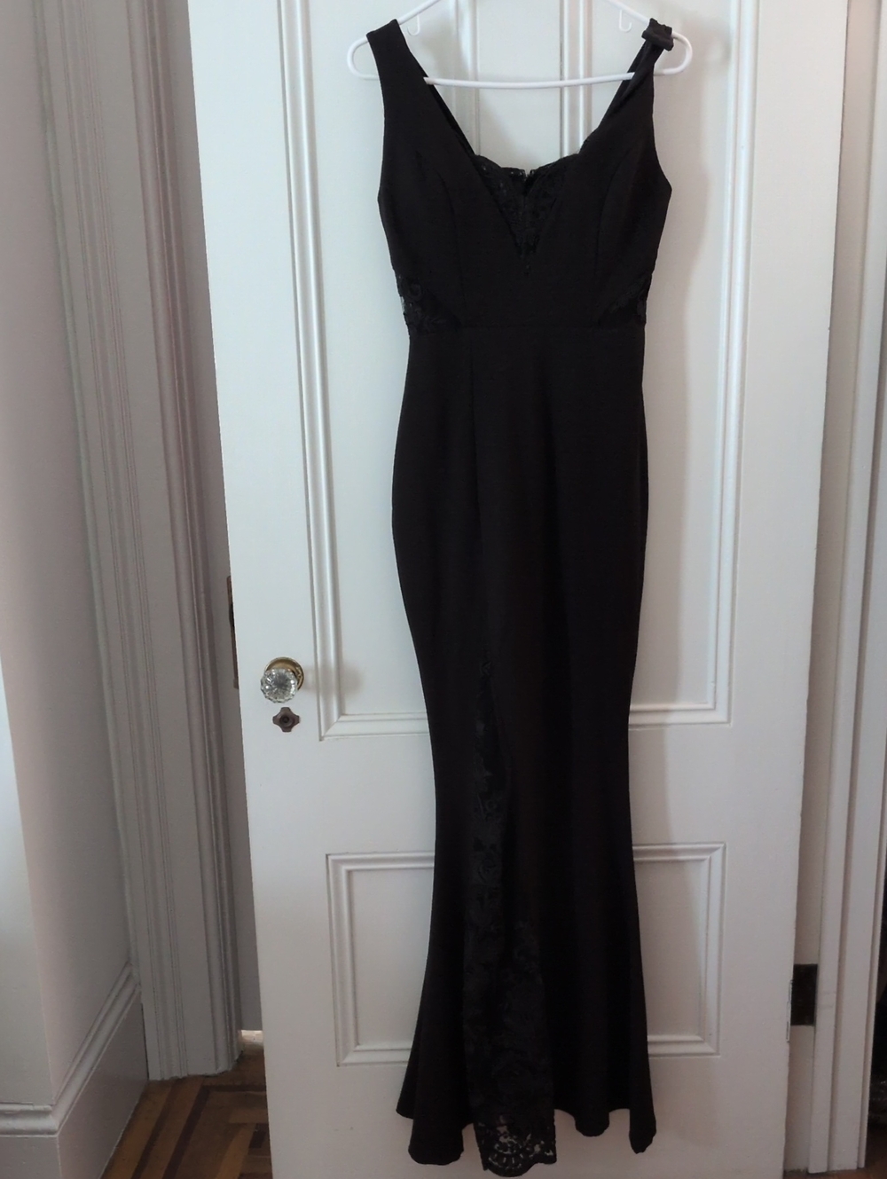 Elegant Black Lace-Accent Evening Gown